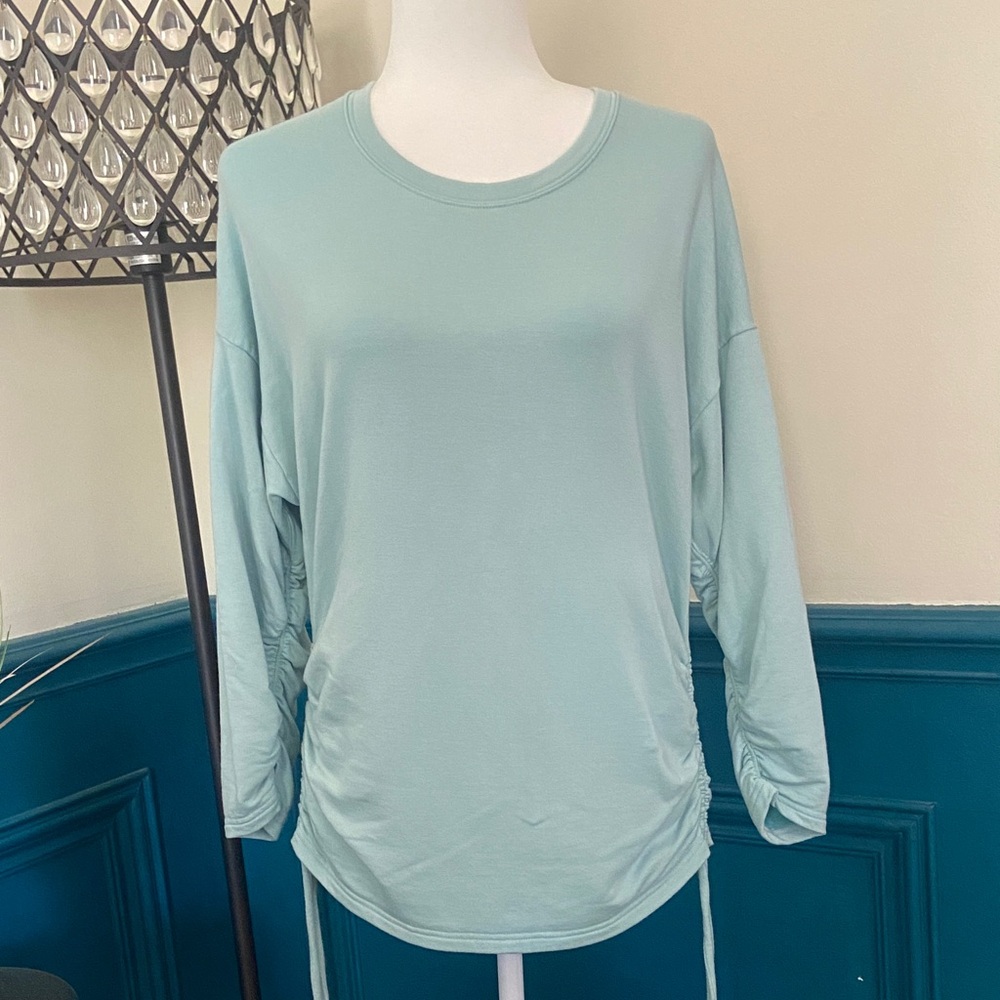 Athleta Light Aqua Women's Stylish Oversized Top with cinched sides, size S